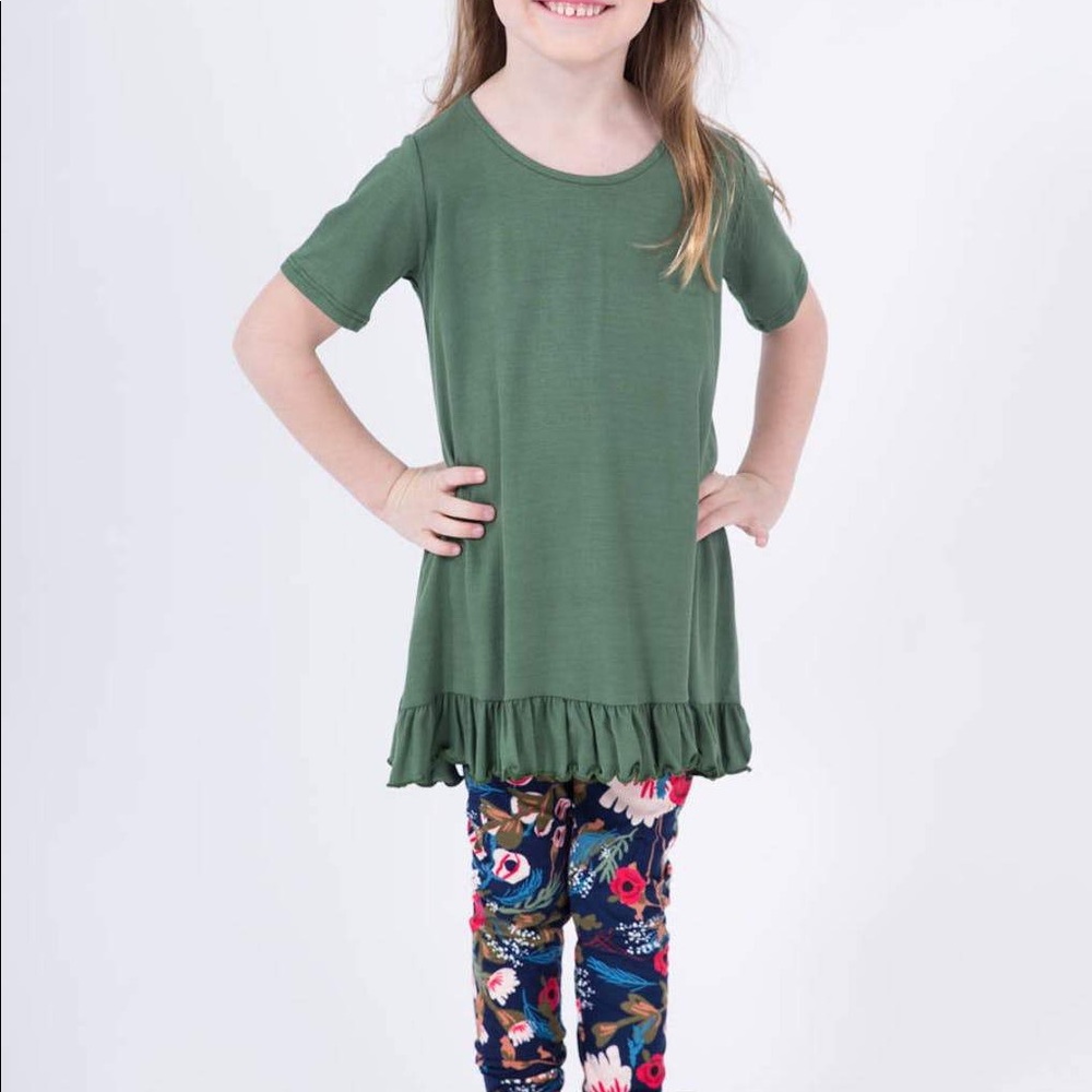 Agnes & Dora Kid Ruffle Tunic Olive XXS 1-2 Soft